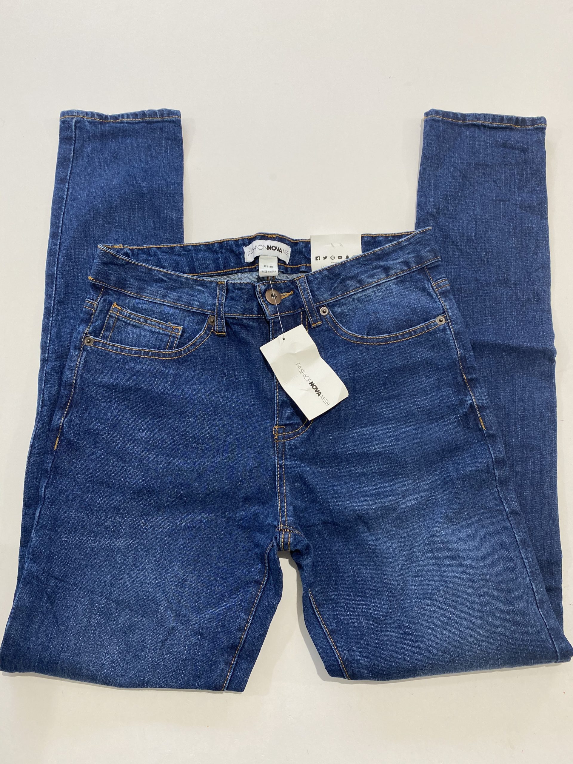 Pantalon Jean Hombre Largo Azul Medio Skinny – Dto Store
