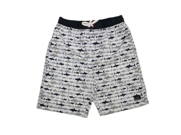 Traje de Baño Para Niño Blanco y Negro Estampado Tiburones