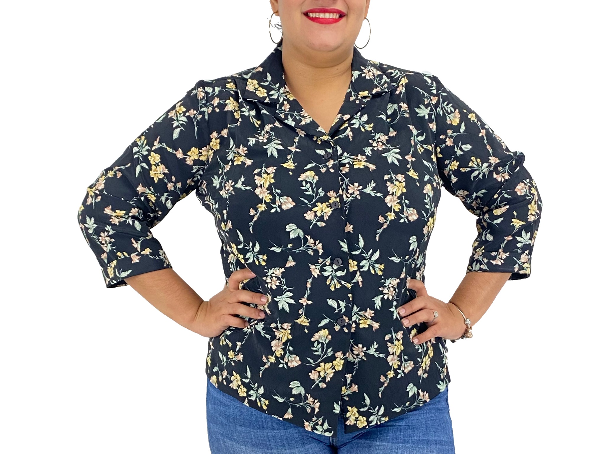 Blusa Estilo Camisa con Estampados Flores «Naturally Yours» – Dto Store