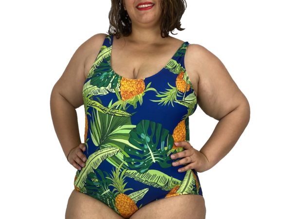 Traje de Baño Azul Oscuro Estampado Piña  // Nuevo