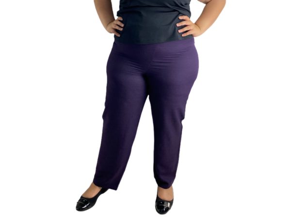 Pantalon De Vestir Con Elastico En La Cintura Morado Oscuro Fashion Bug Dto Store