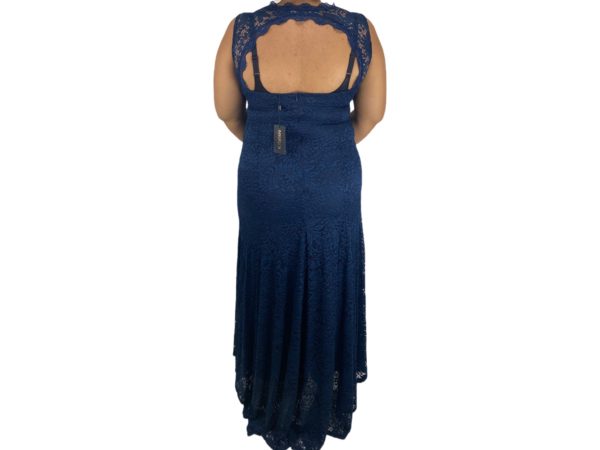 Vestido Largo Sin Mangas Formal Encaje Azul marino con Espalda Descubierta "Miusol" - Imagen 2