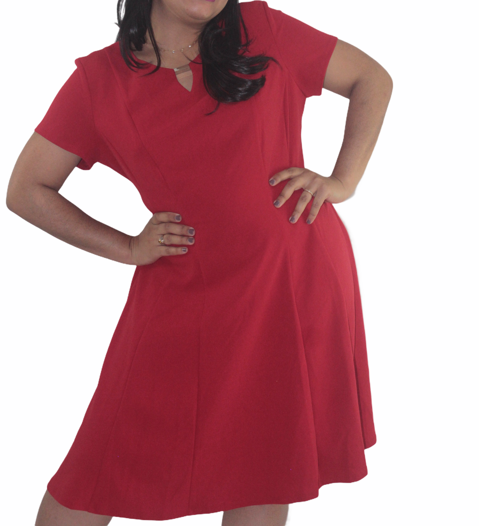 Vestido rojo corto - vestido engomado con tirantes de cadena - EK Collection