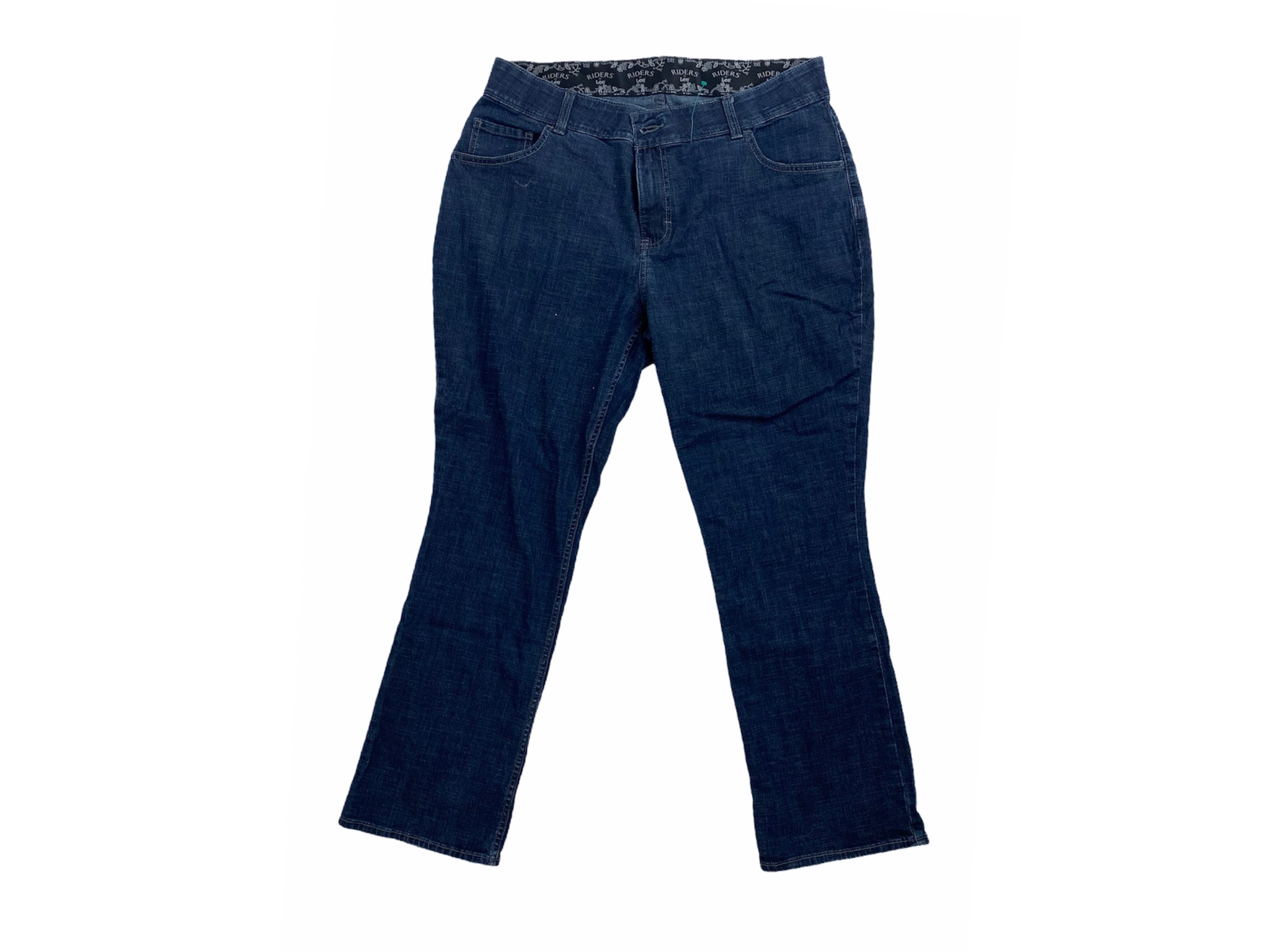 Pantalon Jean Largo Mujer Bordados Marrones En los Bolsillos traseros « Riders By Lee» – Dto Store